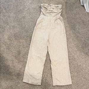 Abercrombie & Fitch Beige Strapless Jumpsuit